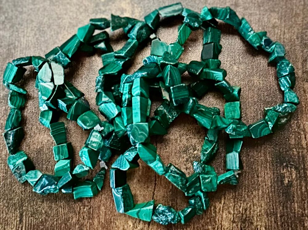 Malachite Chunky Free Form Roughly Polished Bracelet 