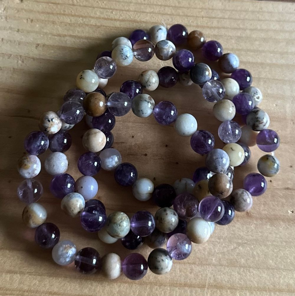 Purple Moss Opal & Amethyst 8MM Handmade Beaded Bracelet 
